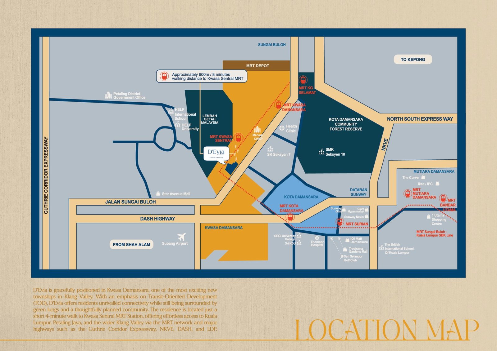 D'Evia Residences location map, Kwasa Damansara